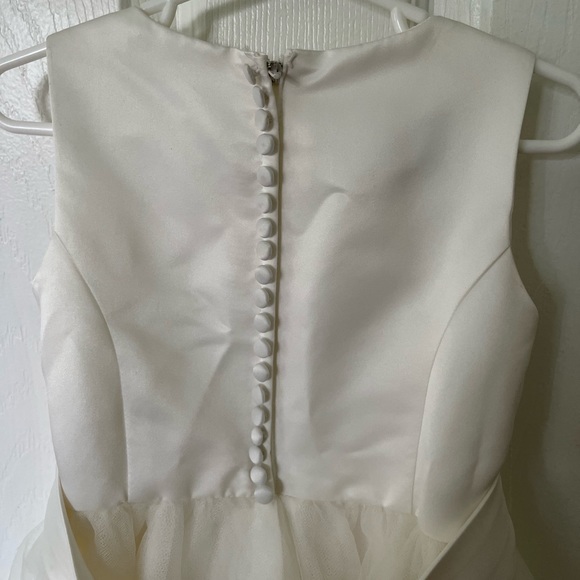 David's Bridal Ivory Kids Dress with Satin Bow - Picture 4 of 13